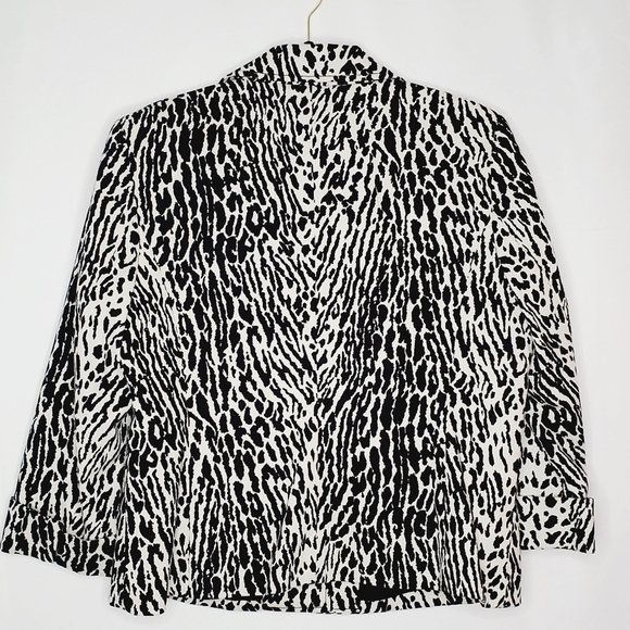 Talbots Textured Lined Blazer Size 16 Button Front Jacket Animal Print Office - Picture 5 of 13